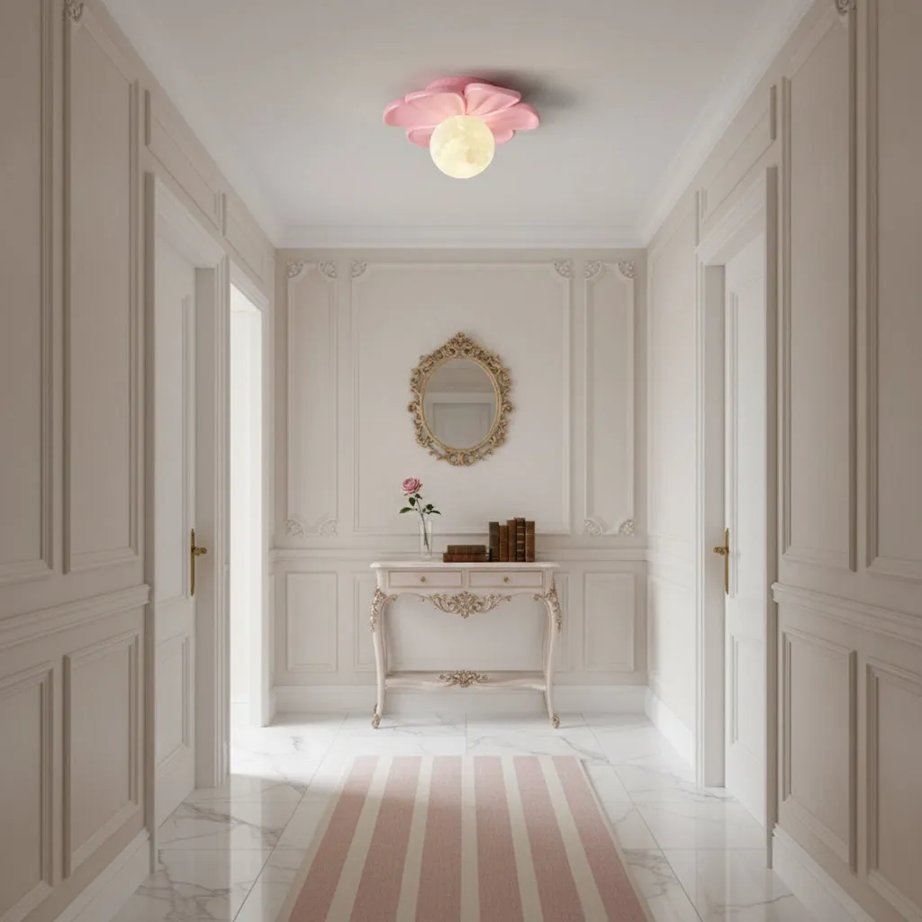 Cream Bloom Flower Ceiling Lamp D408