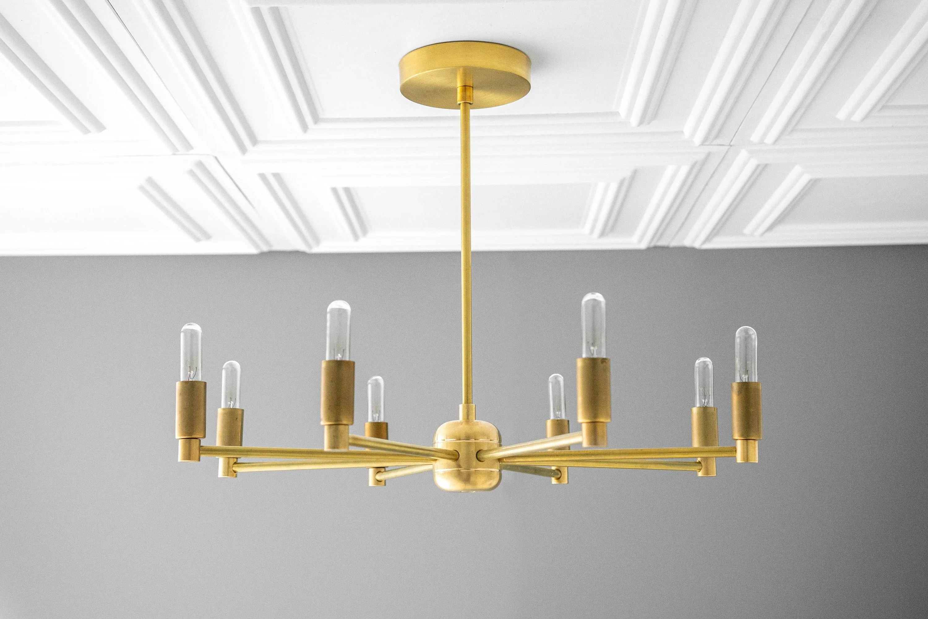 Mobilux Line Modern Chandelier - 8 Arm Mid Century Hanging Light T338