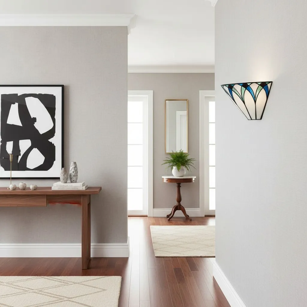 TF Allanton Stained Wall Lamp - Vintage Art Deco Style Metal for Living Rooms and Hallways T640