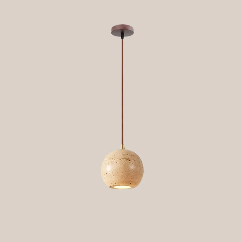 Traditional Japanese Travertine Wood Pendant Lamp M107