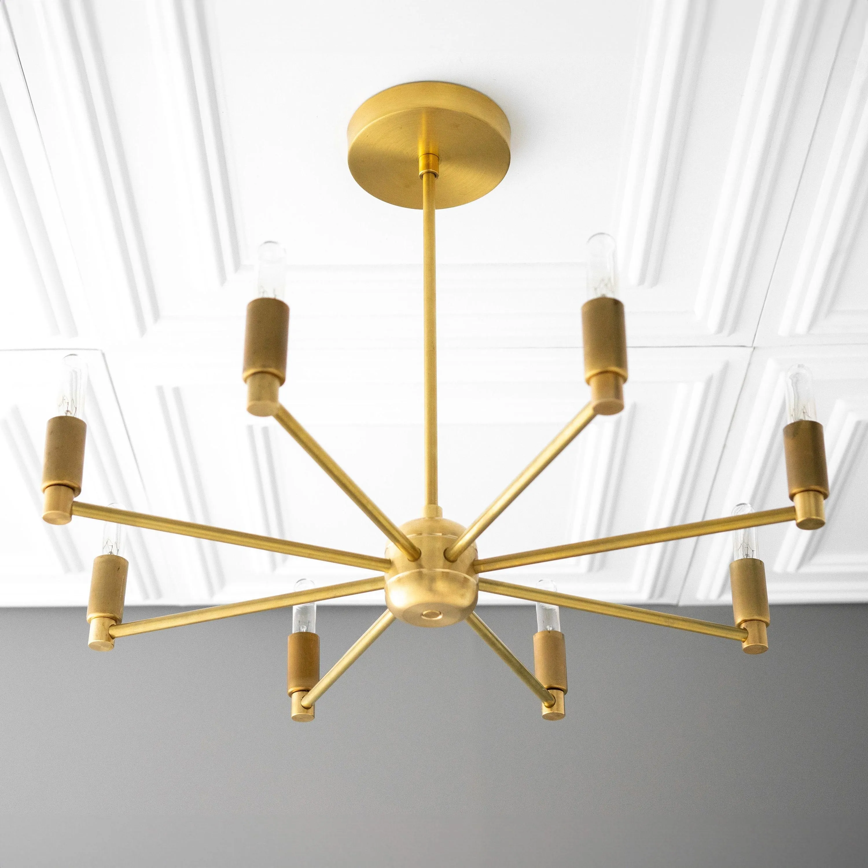 Mobilux Line Modern Chandelier - 8 Arm Mid Century Hanging Light T338