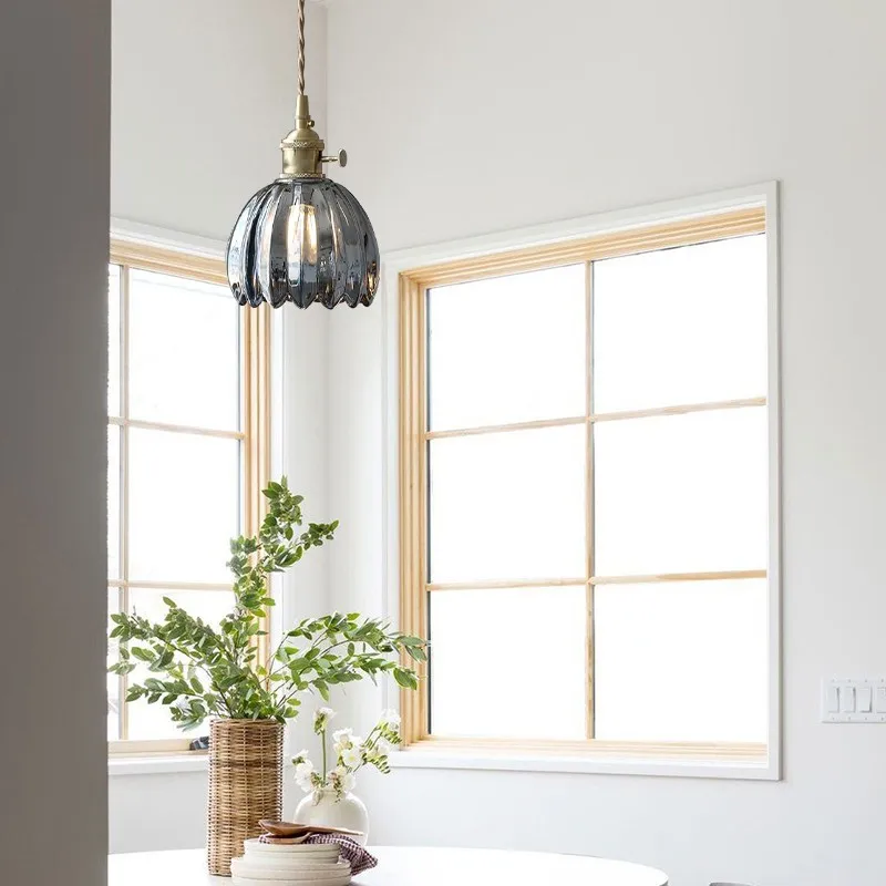 Japanese Retro Glass Flower Pendant Light S28