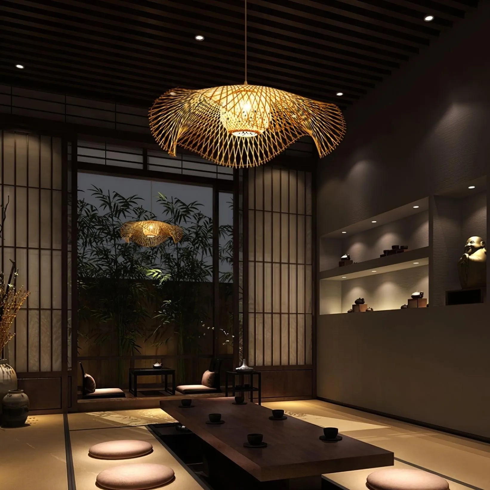 Bamboo Lotus Leaf Pendant Lamp P004