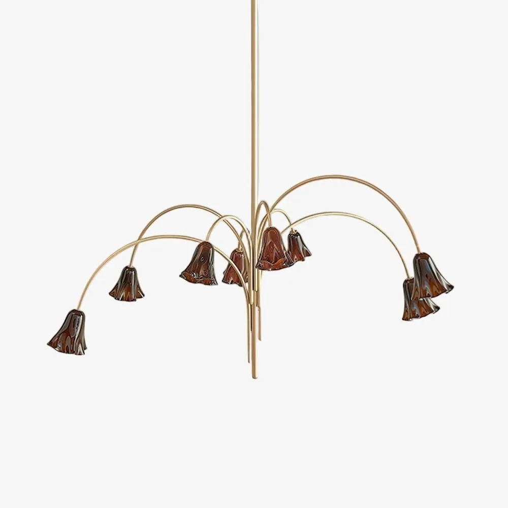 Bellina Modern Romantic Chandelier - Botanical Lily Design with Glass Flowers T280