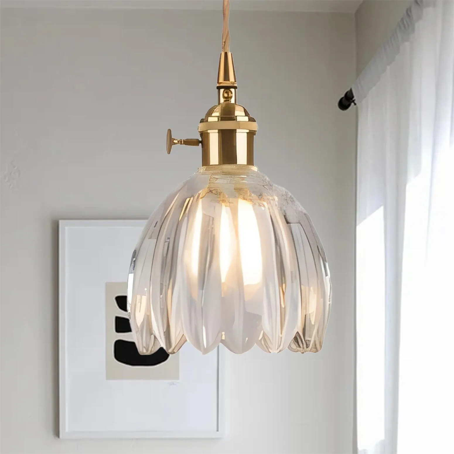 Japanese Retro Glass Flower Pendant Light S28