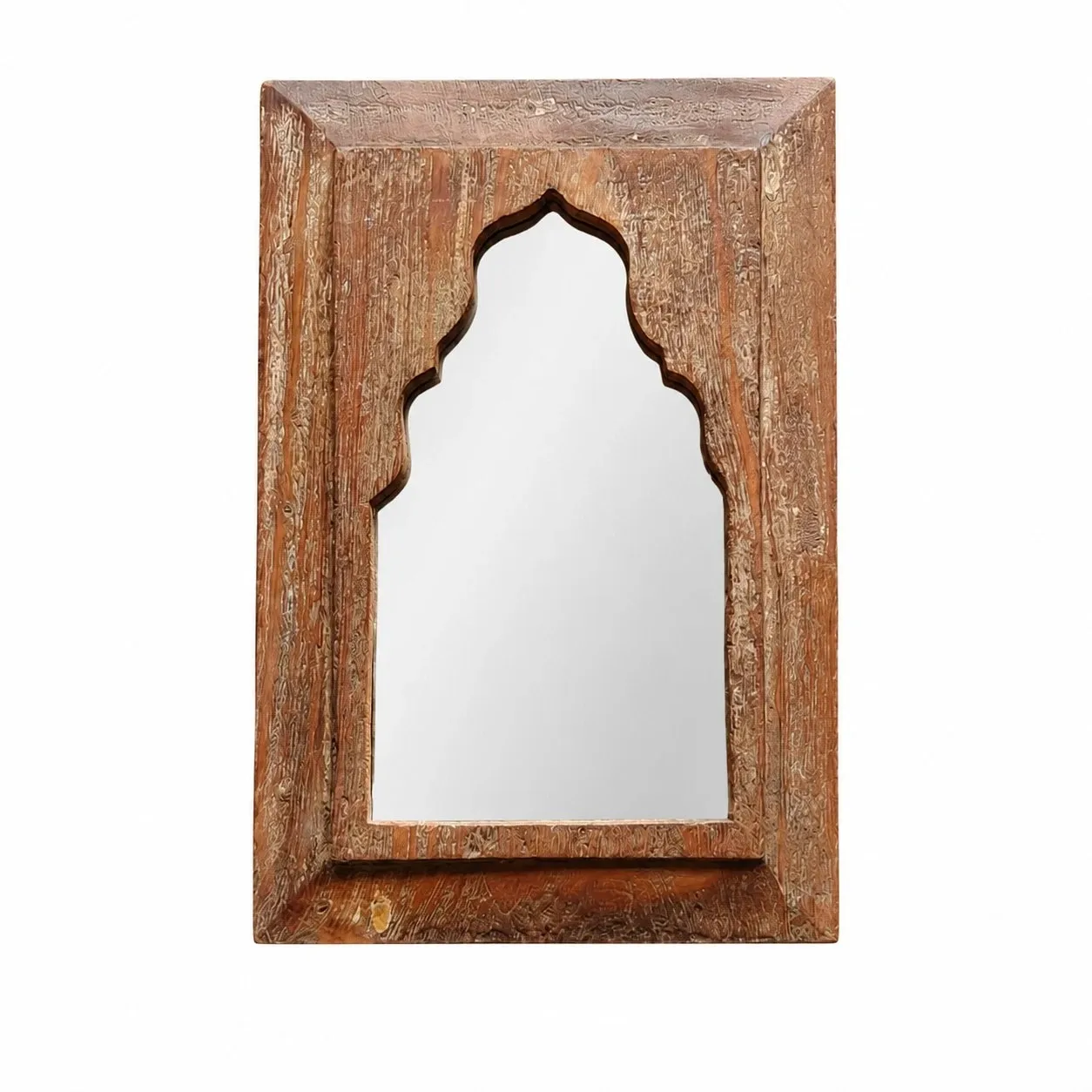 Rustic Carved Wood Arch Wall Mirror image 16