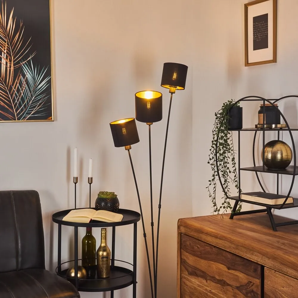 Metal Matte Black Fabric Shade Floor Lamp S67
