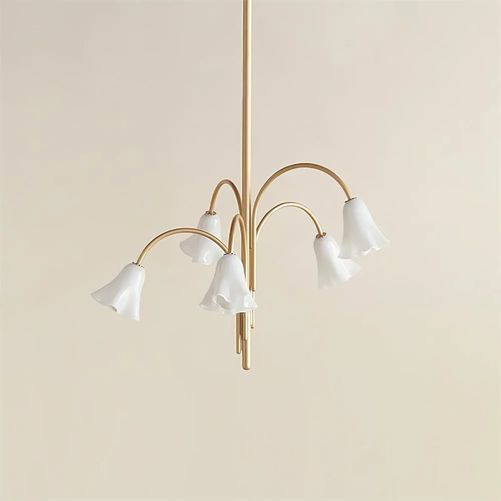 Bellina Modern Romantic Chandelier - Botanical Lily Design with Glass Flowers T280