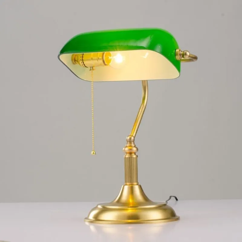 Vintage Glass Banker Desk Lamp Library Table Lamp S53
