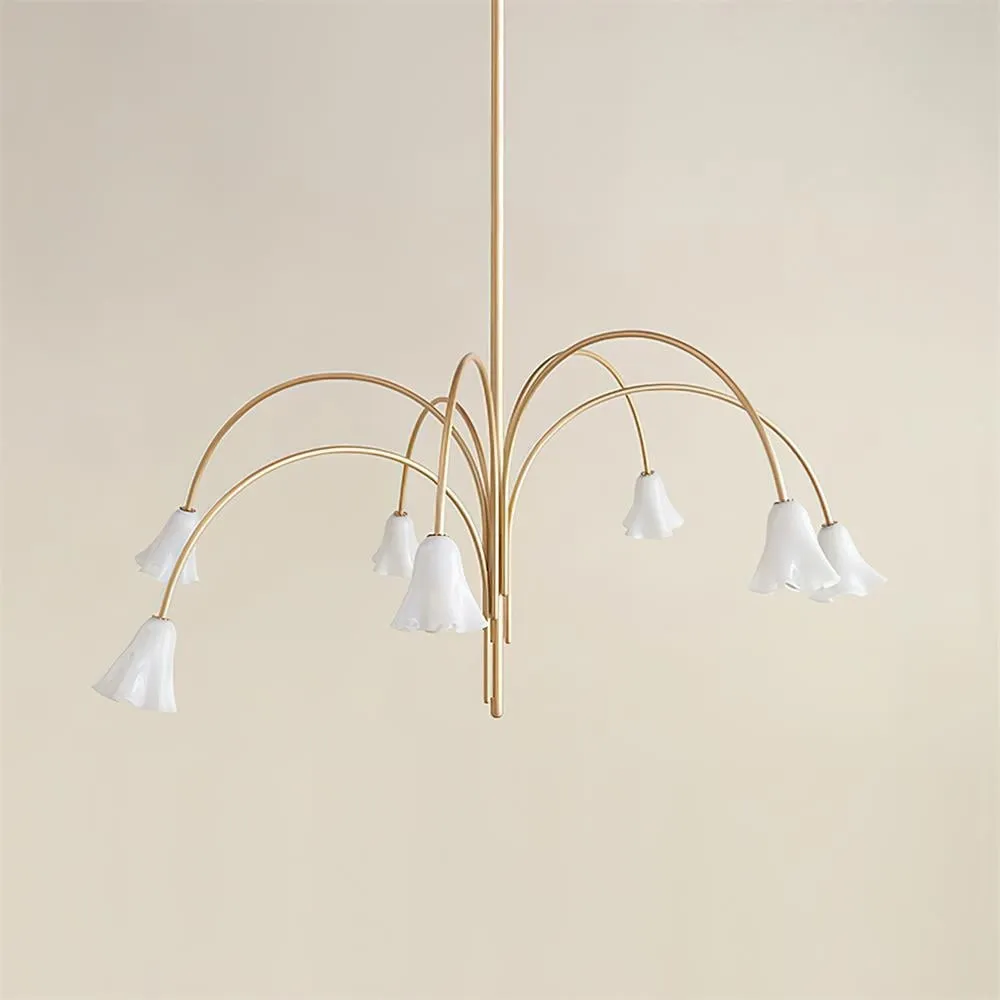 Bellina Modern Romantic Chandelier - Botanical Lily Design with Glass Flowers T280