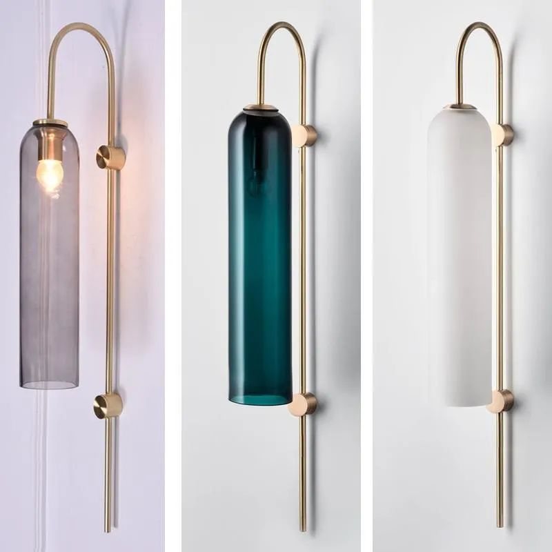Glass Float Glide Cylindrical Wall Lamp for Bedroom