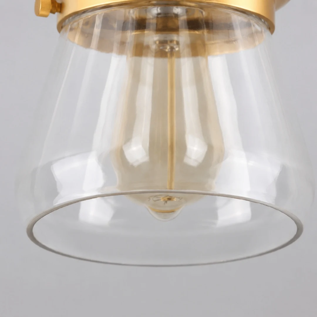 Clear glass shade edge and bulb opening detail